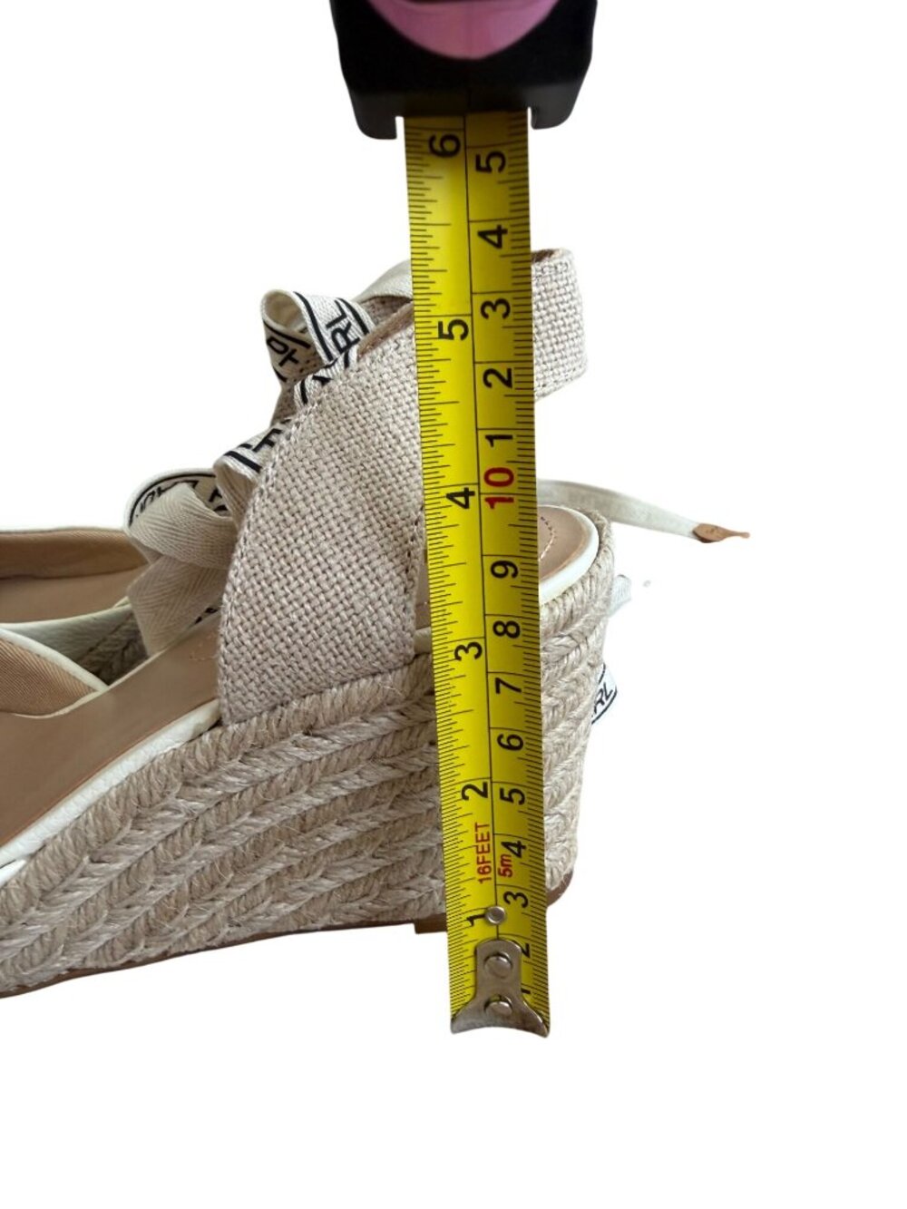 LAUREN RALPH LAUREN Ivory Leather Laceup Espadrilles Wedges Size 7.5 NEW NWOB - Picture 5 of 8
